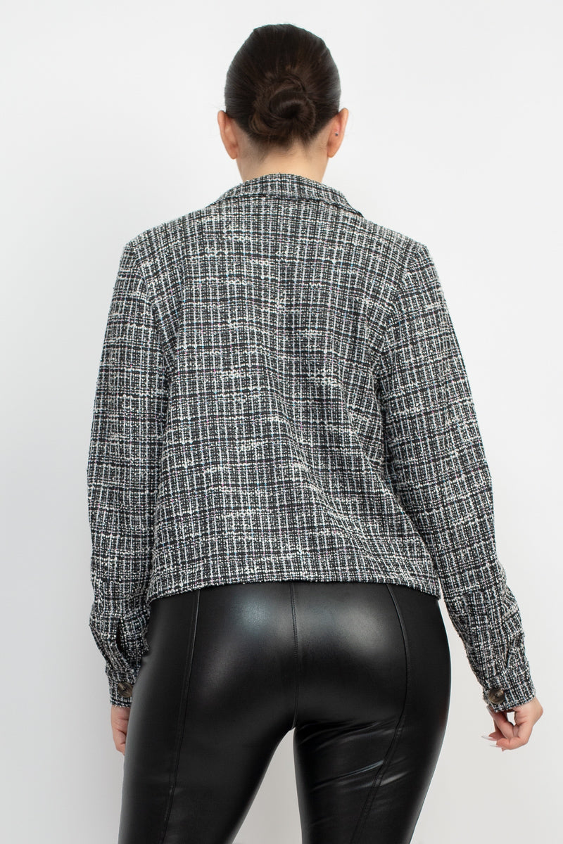 Plaid Button-down Tweed Jacket Plaid Button-down Tweed Jacket - kats closet1