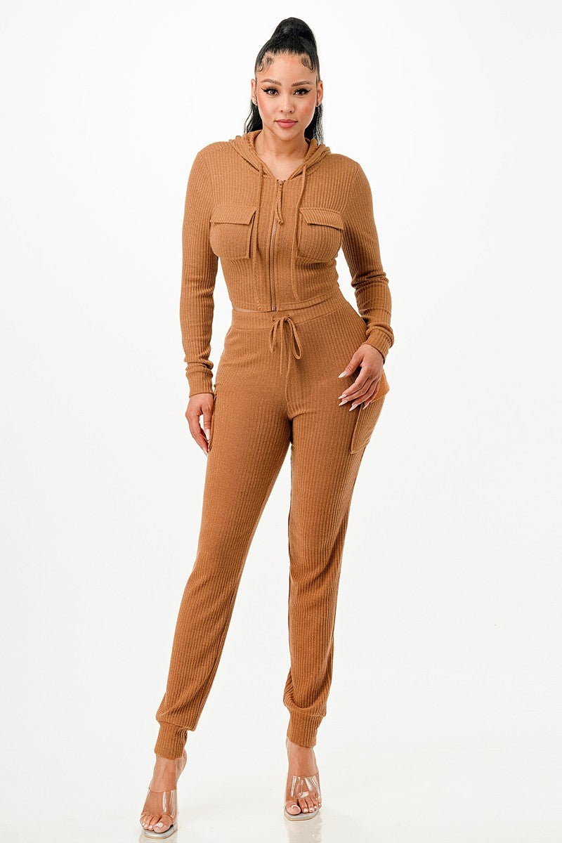 Rib Cargo Hoodie Set Rib Cargo Hoodie Set - kats closet1