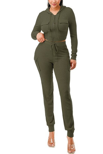 Rib Cargo Hoodie Set Rib Cargo Hoodie Set - kats closet1