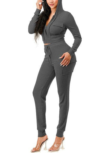 Rib Cargo Hoodie Set Rib Cargo Hoodie Set - kats closet1