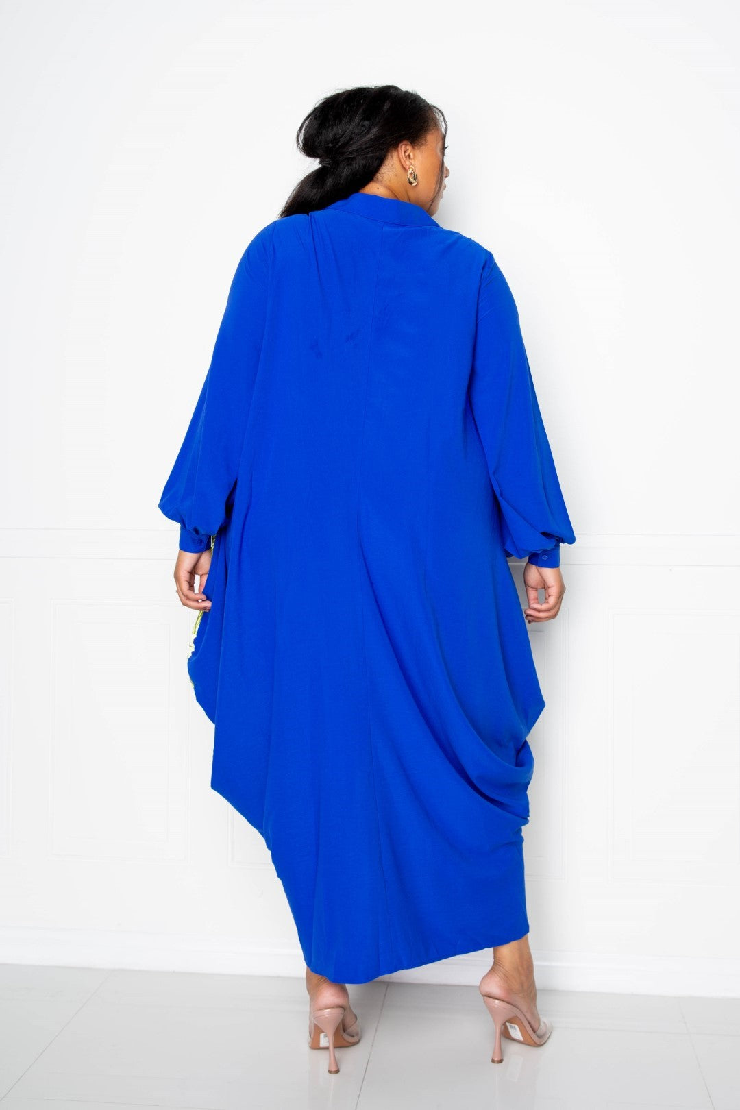 Print Drapy Shirt Maxi Dress Print Drapy Shirt Maxi Dress - kats closet1