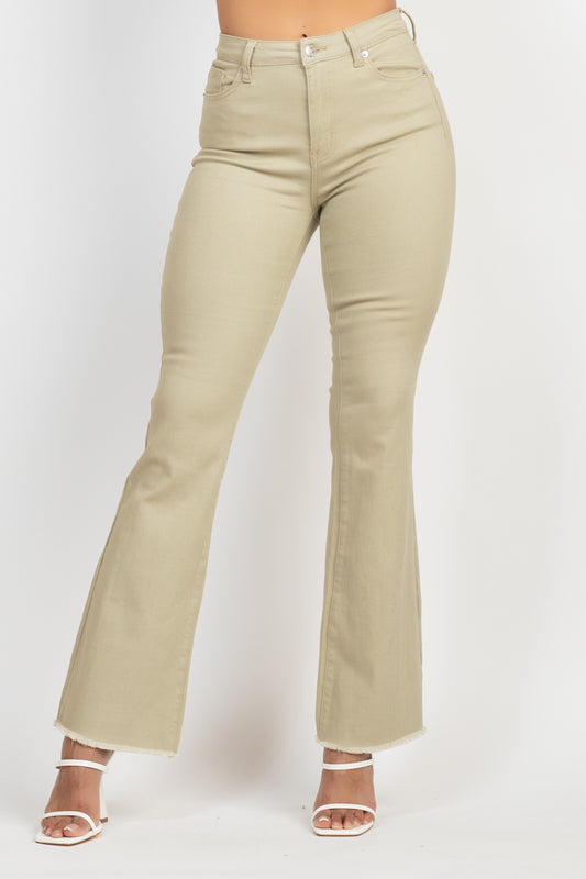 Frayed Bell Bottom Colored Denim Jeans Frayed Bell Bottom Colored Denim Jeans - kats closet1