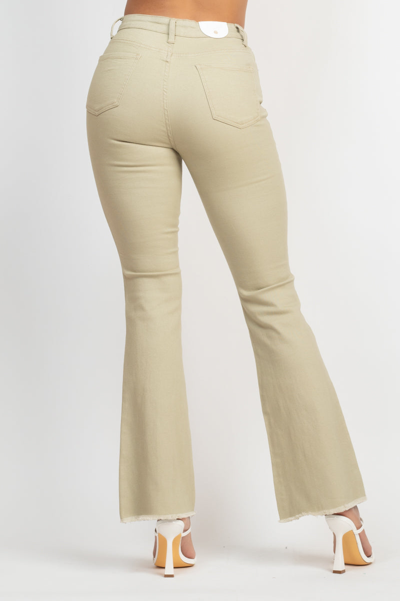 Frayed Bell Bottom Colored Denim Jeans Frayed Bell Bottom Colored Denim Jeans - kats closet1