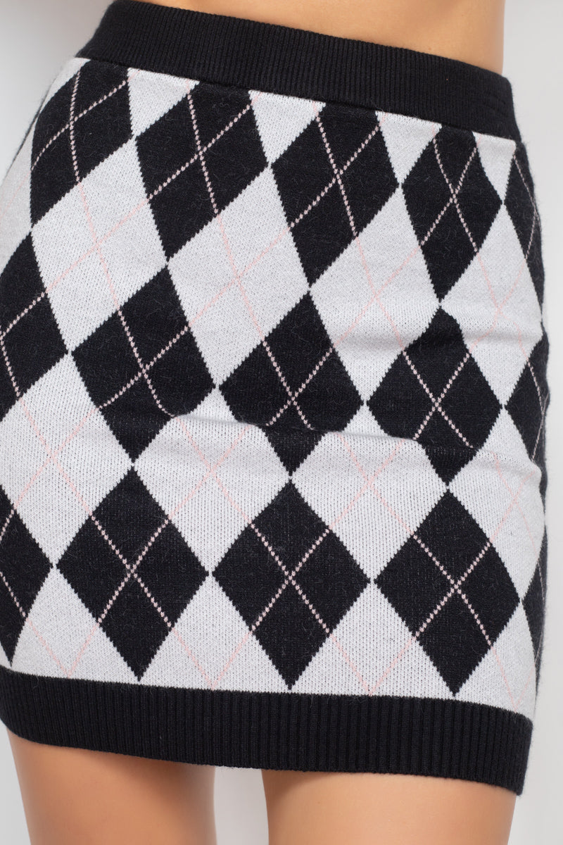 Diamond High-rise Sweater Mini Skirt Diamond High-rise Sweater Mini Skirt - kats closet1